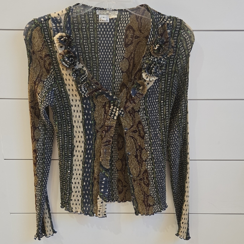 Elegant Blue and Brown Women's Blouse